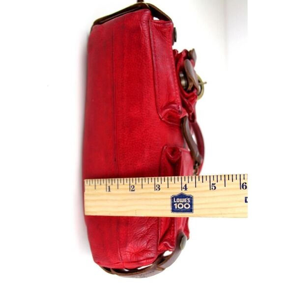 Cecile Jeanne PARIS RED GENUINE LEATHER LOGO SMALL SHOULDER BAG HANDBAG PURSE - Picture 13 of 16